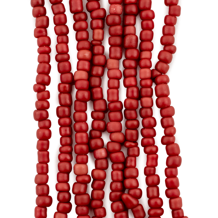 Coral Red Java Glass Seed Beads (2.5mm, 48" Strand) - The Bead Chest