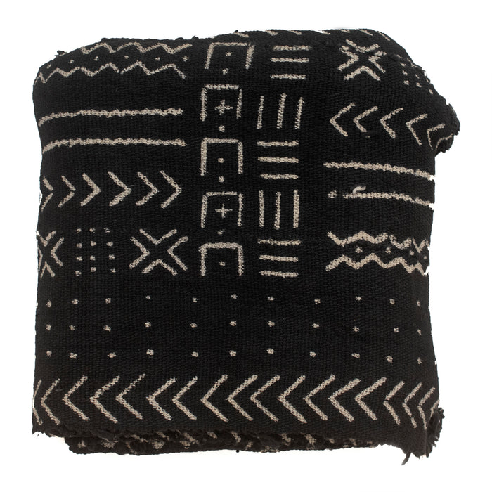 Ebony Black Bogolan Mali Mud Cloth (Kolokani Design) - The Bead Chest