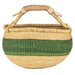 Ghanaian Bolga Basket, Striped Lime Green, Large Size - The Bead Chest