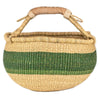 Ghanaian Bolga Basket, Striped Lime Green, Large Size