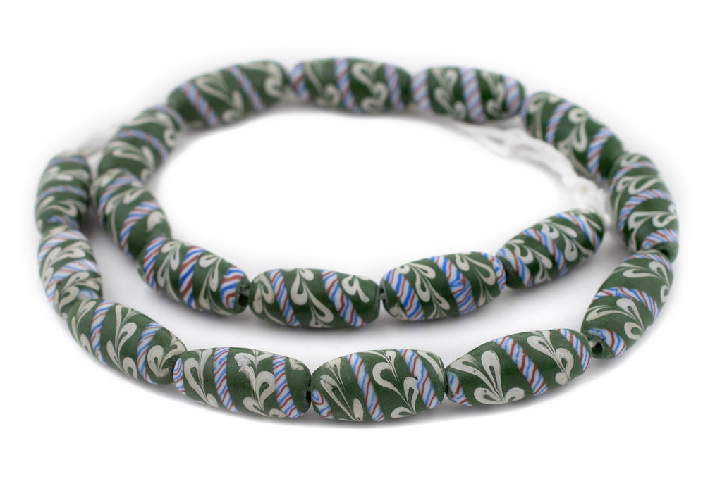 Green Lewis & Clark Beads (24x12mm) - The Bead Chest