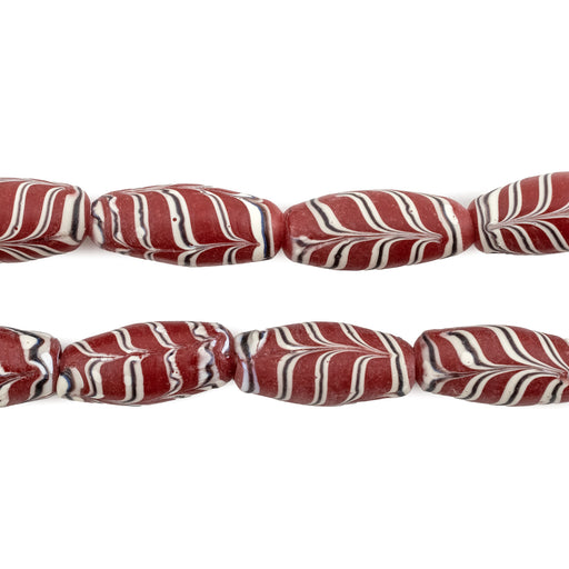 Red Java Glass Feather Beads (8mm) - The Bead Chest