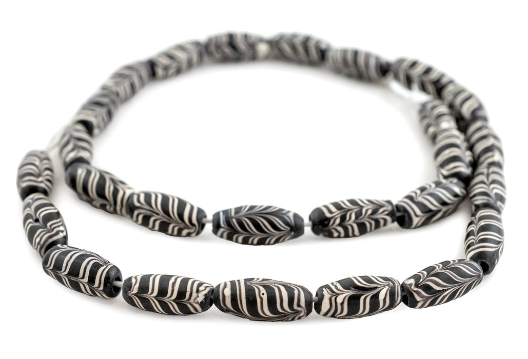 Black Java Glass Feather Beads (8mm) - The Bead Chest