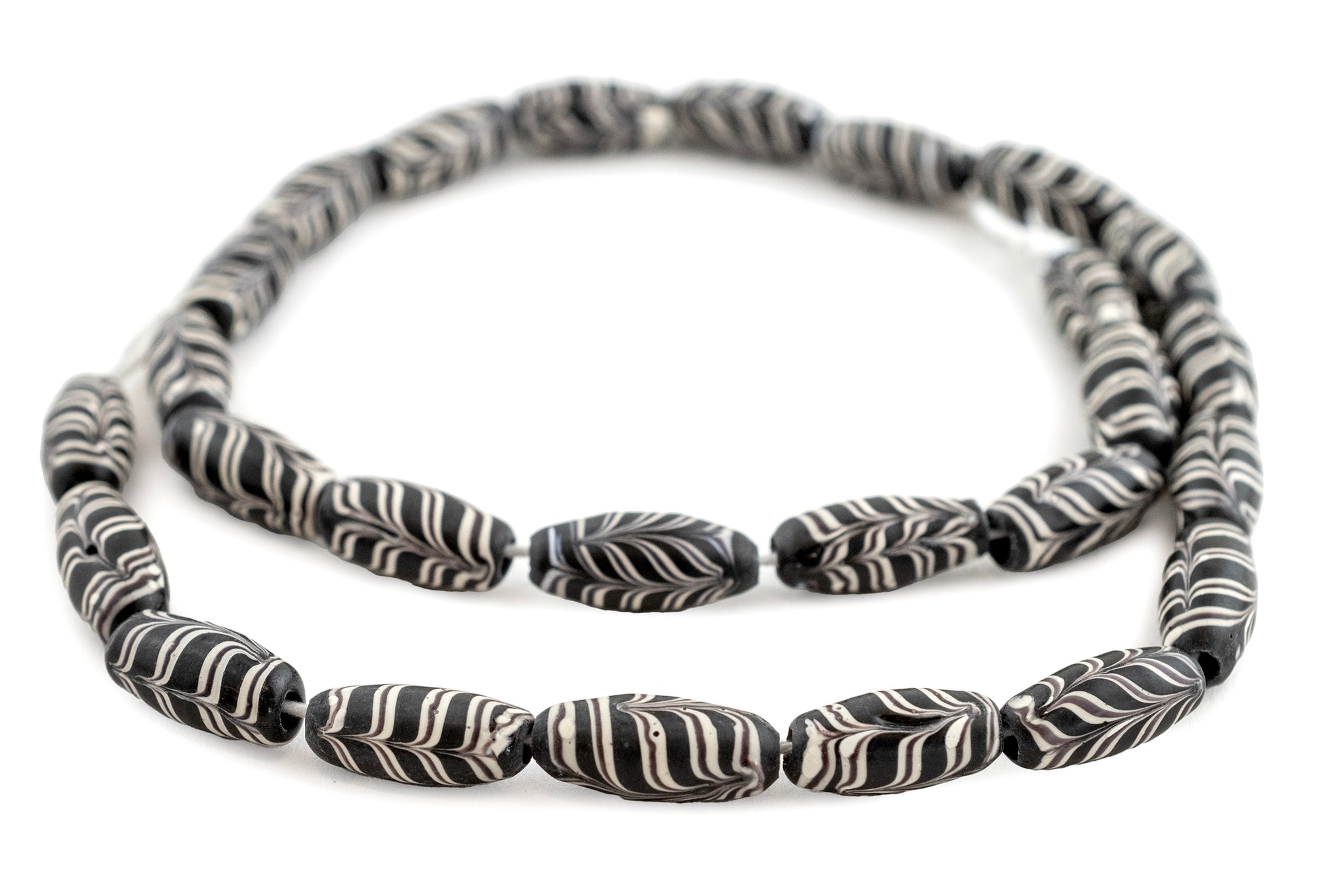Black Java Glass Feather Beads (8mm) — The Bead Chest