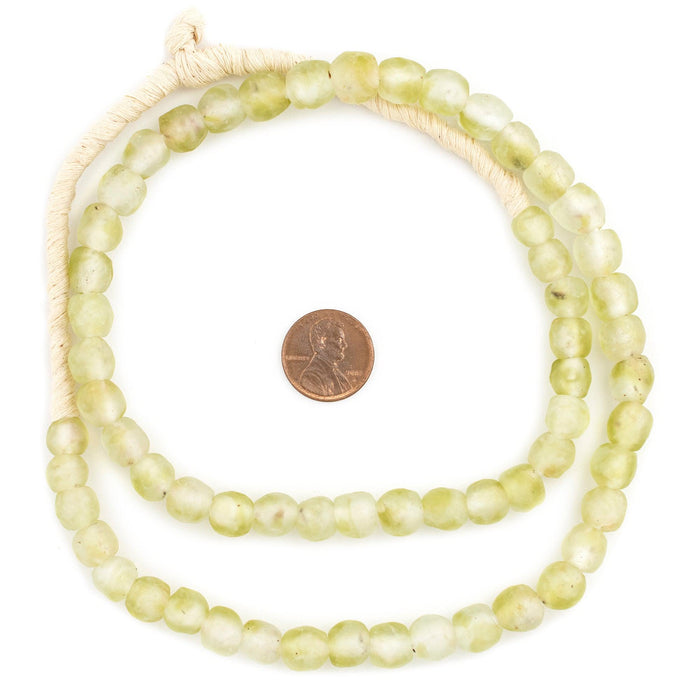Light Olive Swirl Recycled Glass Beads (9mm) - The Bead Chest