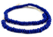 Bright Cobalt Blue Ashanti Glass Saucer Beads (10mm) - The Bead Chest