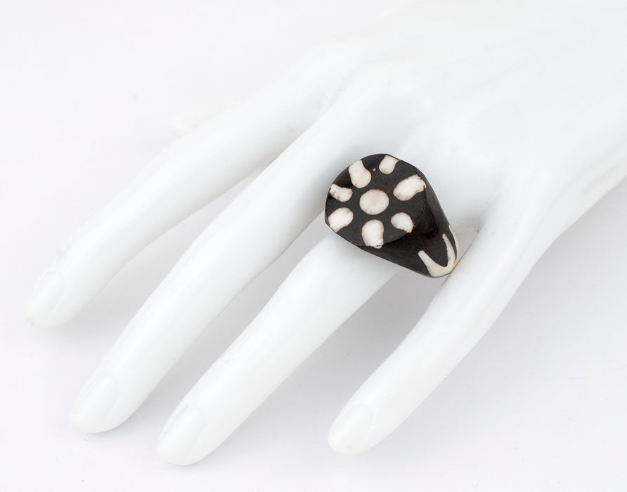 Sun Design Batik Bone Ring - The Bead Chest