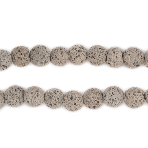 Light Grey Round Lava Beads (8mm) - The Bead Chest