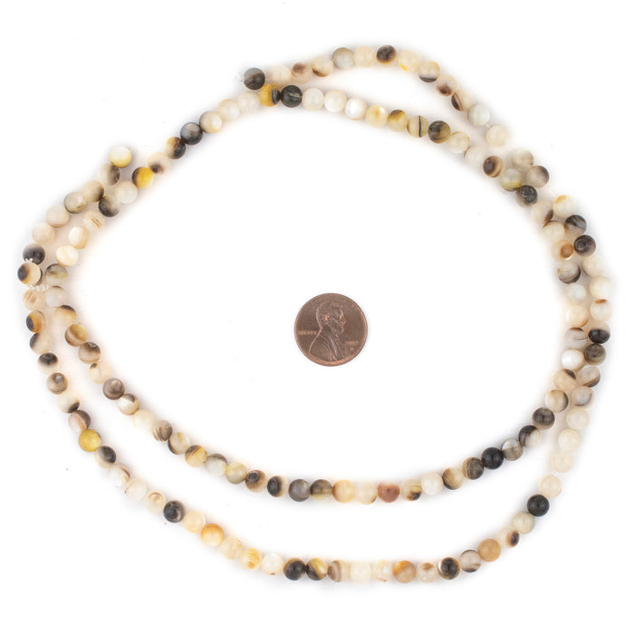 Round Black & White Shell Beads (6mm) - The Bead Chest
