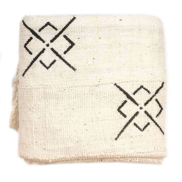 White Bogolan Mali Mud Cloth (Bullseye Design) - The Bead Chest