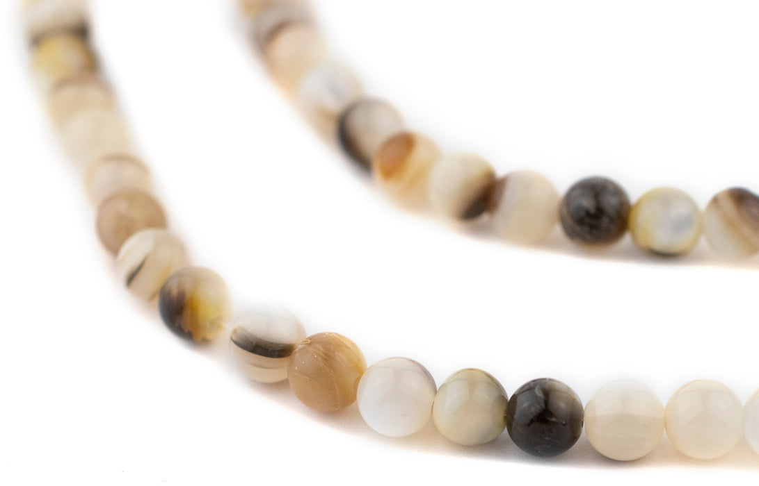 Round Black & White Shell Beads (6mm) - The Bead Chest
