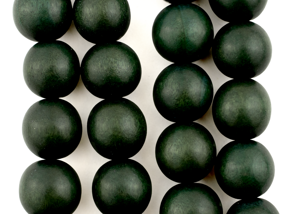 Olive Green Round Natural Wood Beads (20mm) - The Bead Chest