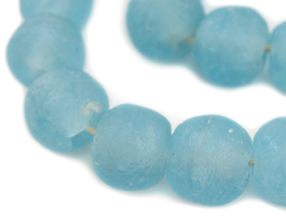 Super Jumbo Baby Blue Recycled Glass Beads (35mm) - The Bead Chest