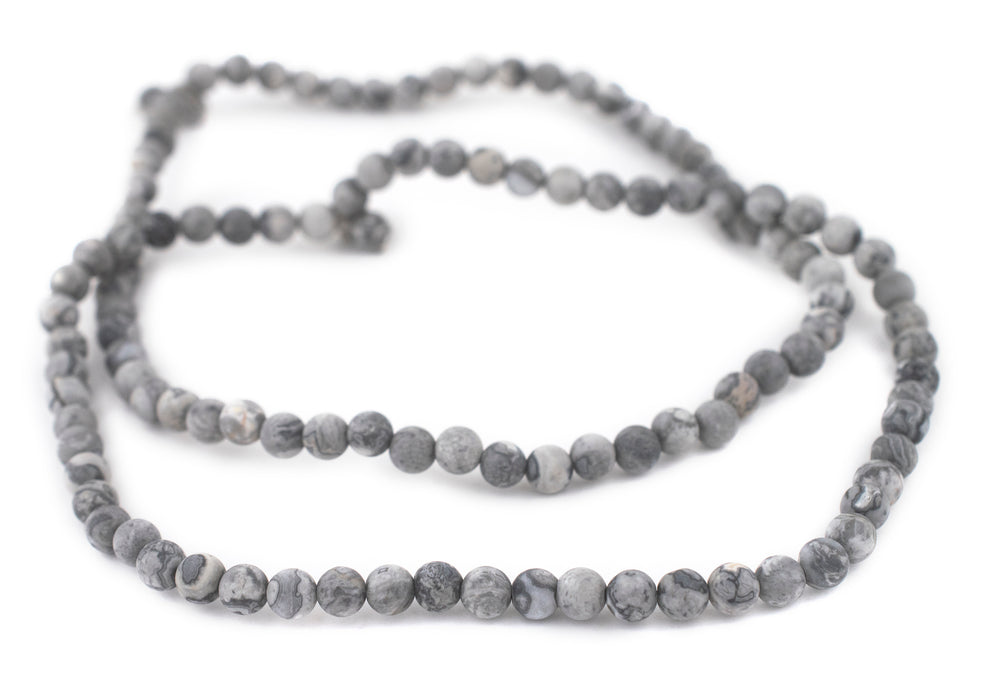 Matte Grey Picasso Jasper Beads (6mm) - The Bead Chest