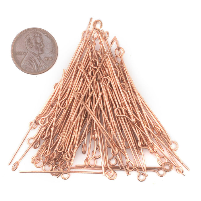 Copper 21 Gauge 1.5 Inch Eye Pins (Approx 100 pieces) - The Bead Chest