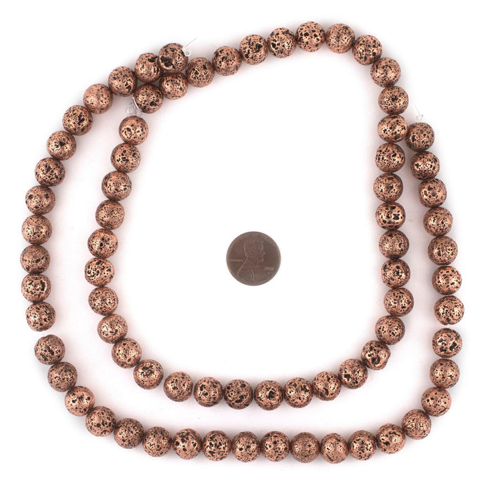 Antiqued Copper Electroplated Lava Beads (10mm) - The Bead Chest