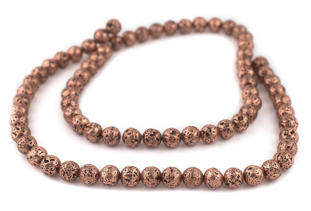 Antiqued Copper Electroplated Lava Beads (10mm) - The Bead Chest