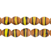 Caramel & Yellow Striped Venetian-Style Glass Beads (11x9mm)