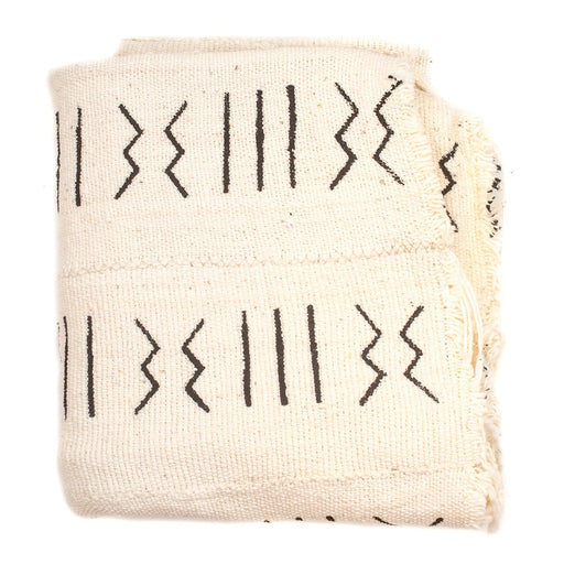 White Bogolan Mali Mud Cloth (Massigui Design) - The Bead Chest