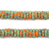 Rainforest Green Fused Rondelle Recycled Glass Beads (11mm)