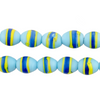 Blue & Green Striped Venetian-Style Glass Beads (11x9mm)