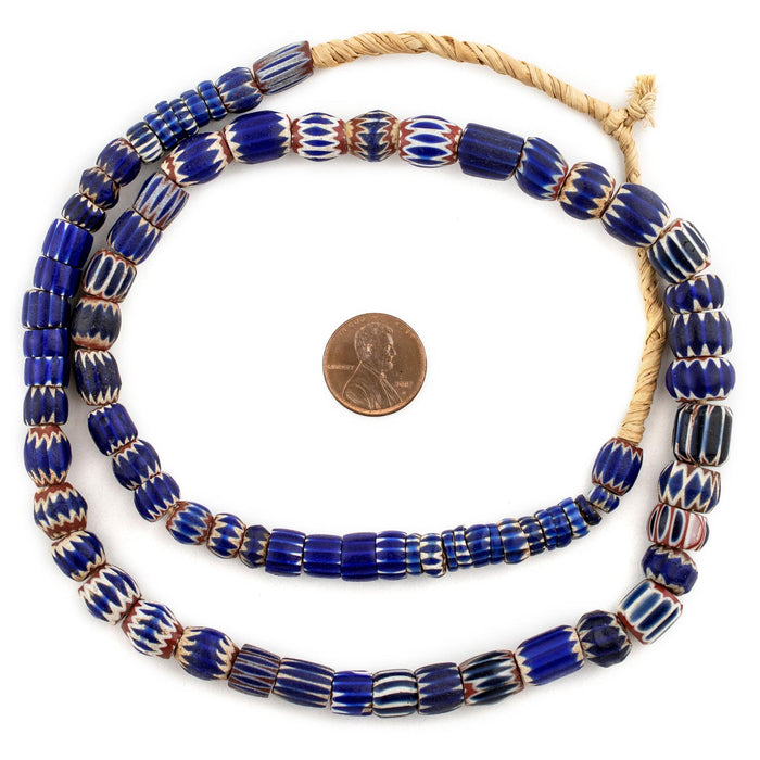 Antique Blue Venetian Chevron Beads #13413 - The Bead Chest