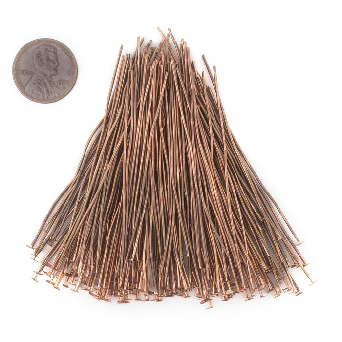 Copper 21 Gauge 2.5 Inch Head Pins (Approx 100 pieces) - The Bead Chest