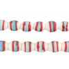 White & Red Striped Venetian-Style Glass Beads (11x9mm)