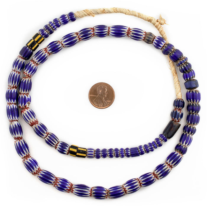 Antique Blue Venetian Chevron Beads #13411 - The Bead Chest