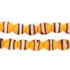 Orange & Black Striped Venetian-Style Glass Beads (11x9mm)