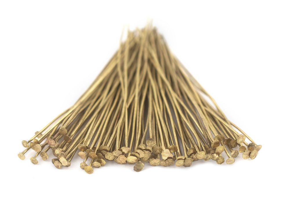 Brass 21 Gauge 2.5 Inch Head Pins (Approx 100 pieces) - The Bead Chest