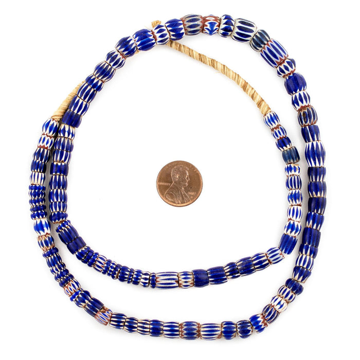 Antique Blue Venetian Chevron Beads #13409 - The Bead Chest