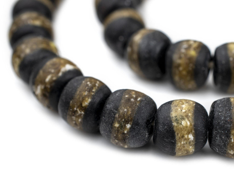Black Kente Krobo Beads (18mm) - The Bead Chest