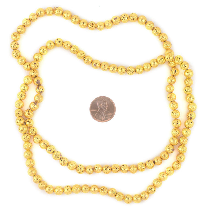Gold Electroplated Lava Beads (6mm) - The Bead Chest