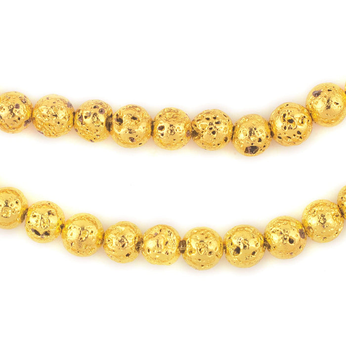 Gold Electroplated Lava Beads (6mm) - The Bead Chest