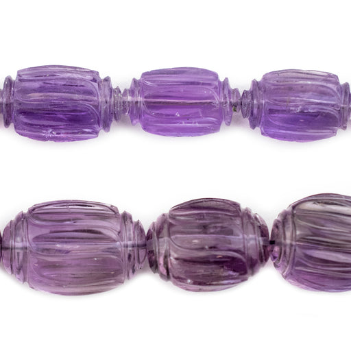 Fancy Carved Oval Amethyst Beads (12-18mm) - The Bead Chest