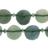 Green Aqua Circular Disk Roman Glass Beads (15-30mm)