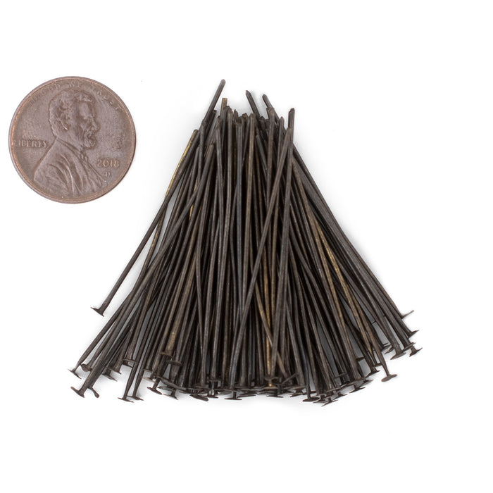 Antiqued Brass 21 Gauge 1.5 Inch Head Pins (Approx 100 pieces) - The Bead Chest