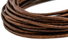 2.5mm Dark Brown Distressed Round Leather Cord (15ft)
