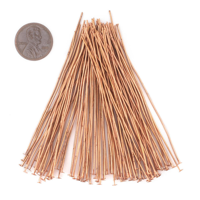 Copper 21 Gauge 3 Inch Head Pins (Approx 100 pieces) - The Bead Chest