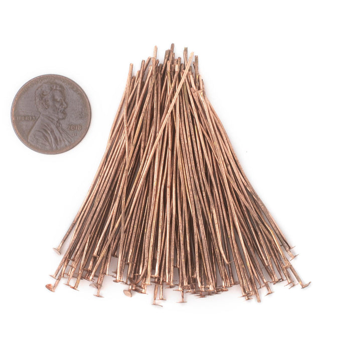 Copper 21 Gauge 2 Inch Head Pins (Approx 100 pieces) - The Bead Chest