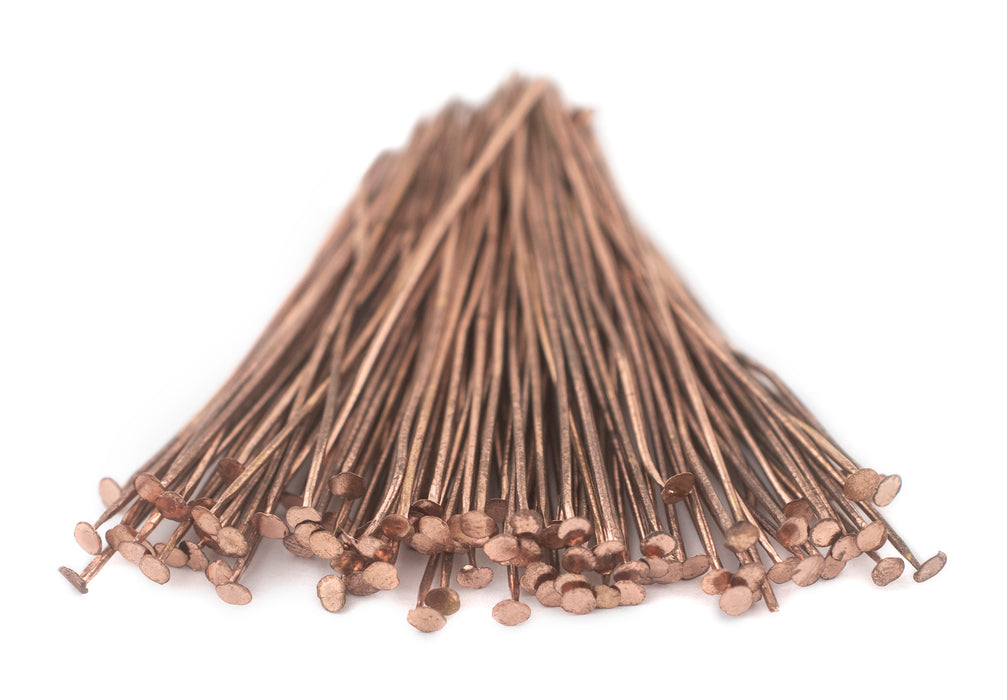Copper 21 Gauge 2 Inch Head Pins (Approx 100 pieces) - The Bead Chest