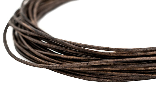 1.0mm Grey Distressed Round Leather Cord (15ft) - The Bead Chest