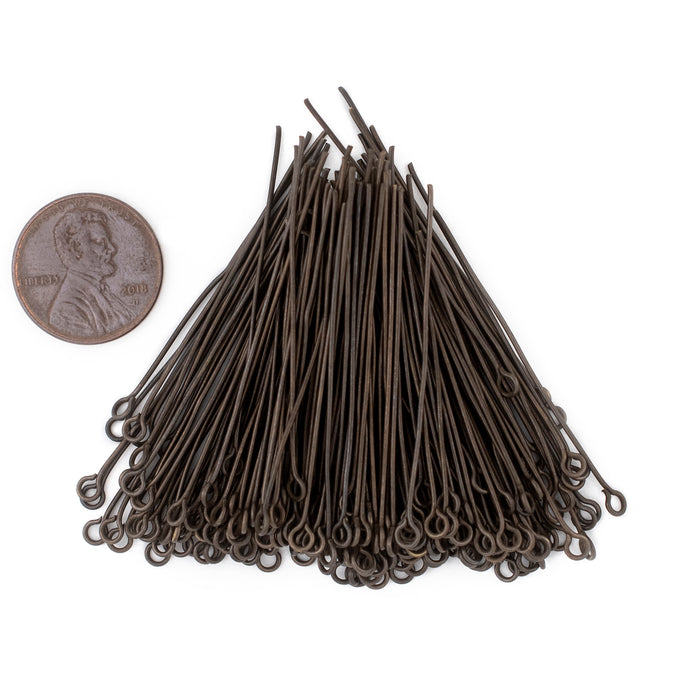 Antiqued Brass 21 Gauge 1.75 Inch Eye Pins (Approx 100 pieces) - The Bead Chest