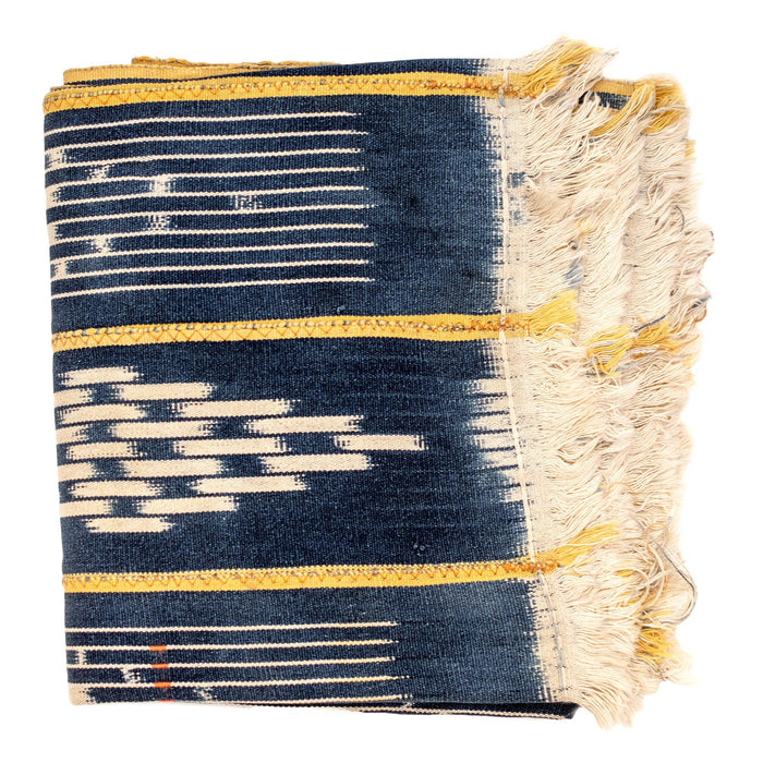 Yellow & Blue West African Bondoukou Indigo Cloth - The Bead Chest