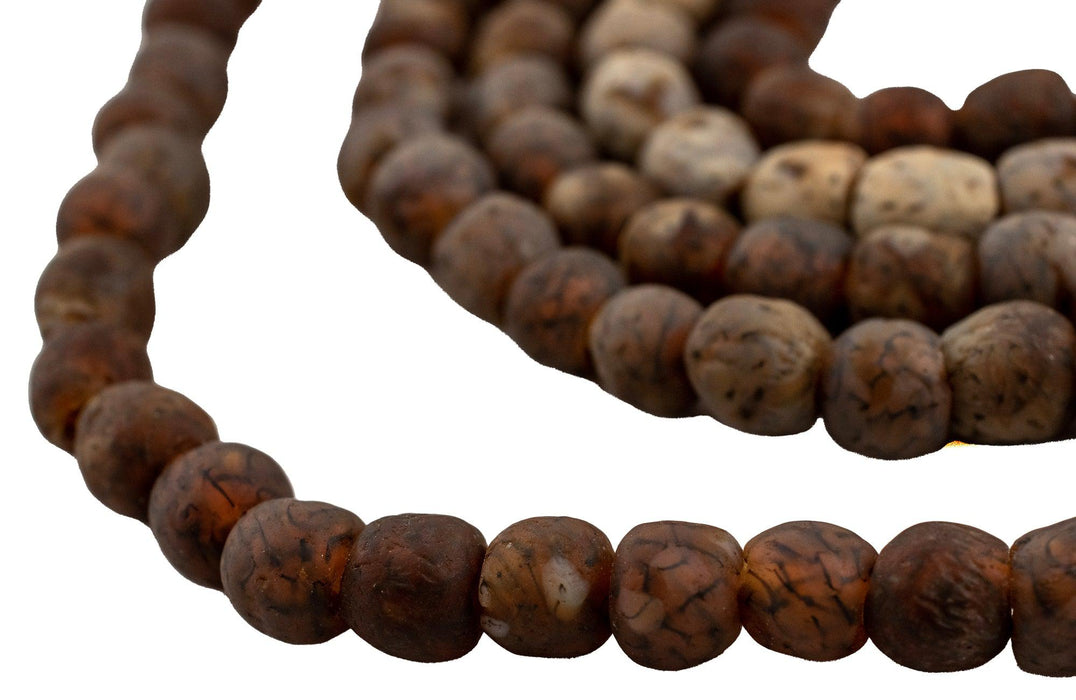 Rustic Amber Swirl Recycled Glass Beads - The Bead Chest