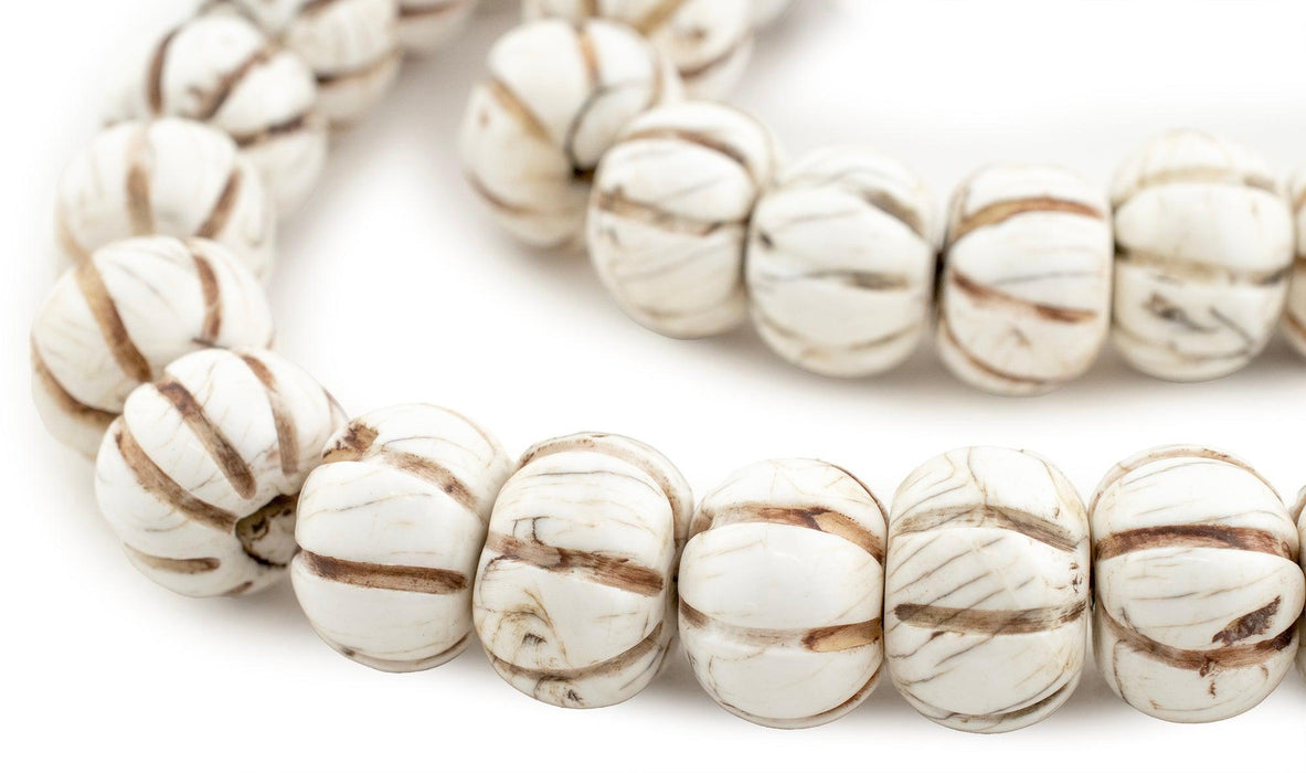 Round Melon Vintage Style Naga Shell Beads (12x17mm) - The Bead Chest