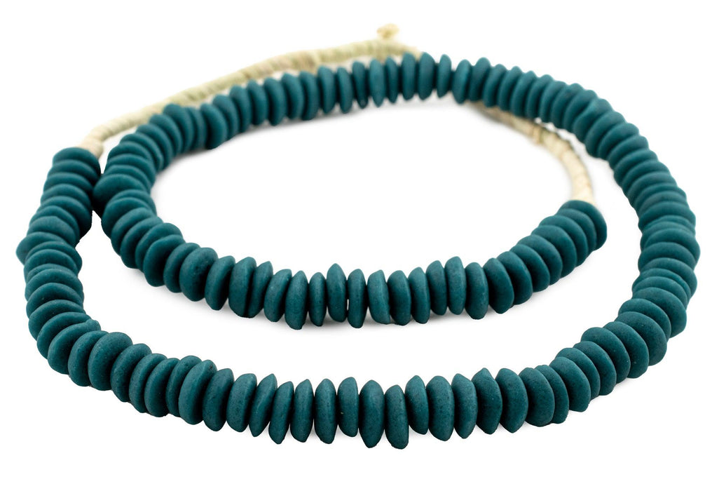 Teal Ashanti Glass Saucer Beads (12mm) - The Bead Chest
