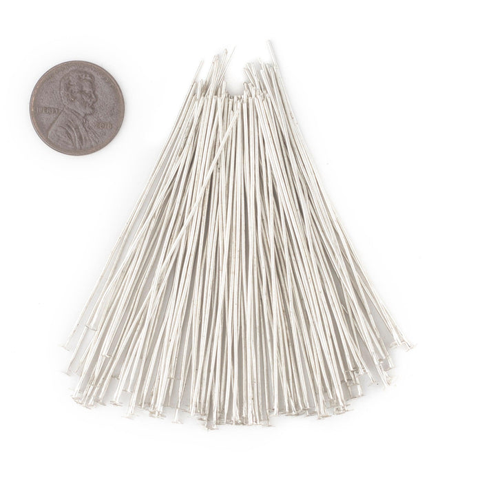 Silver 21 Gauge 2.5 Inch Head Pins (Approx 100 pieces) - The Bead Chest