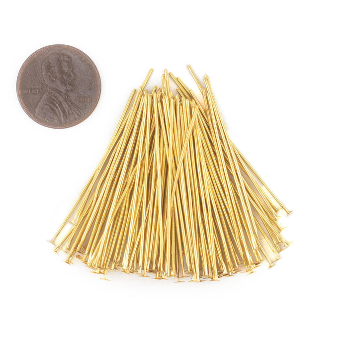 Gold 21 Gauge 1.5 Inch Head Pins (Approx 100 pieces) - The Bead Chest